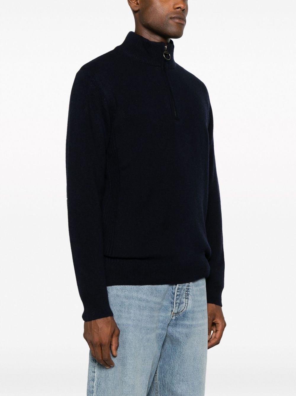 funnel-neck zip-up wool jumper - 3