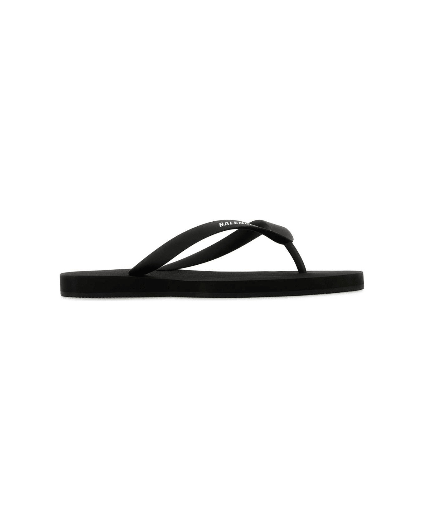 Black Rubber Thong Slippers - 2
