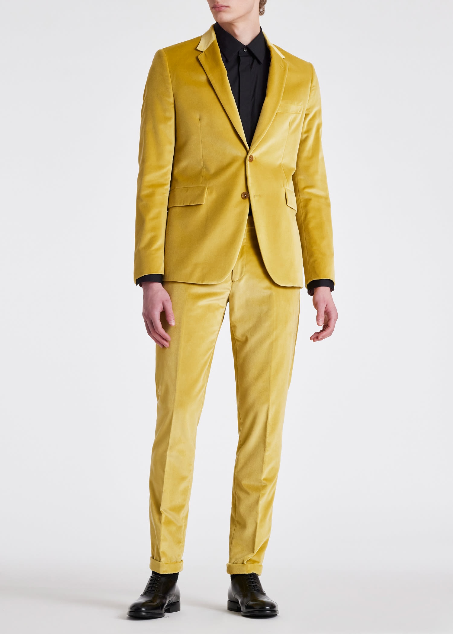 Slim-Fit Yellow Velvet Blazer - 7