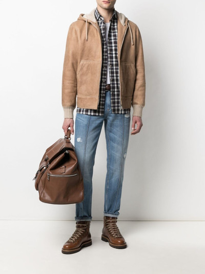 Brunello Cucinelli hooded leather jacket outlook