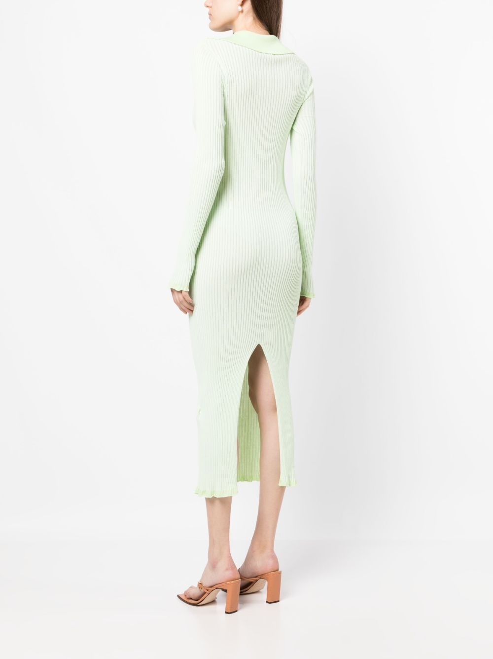long-sleeved ribbed polo dress - 4
