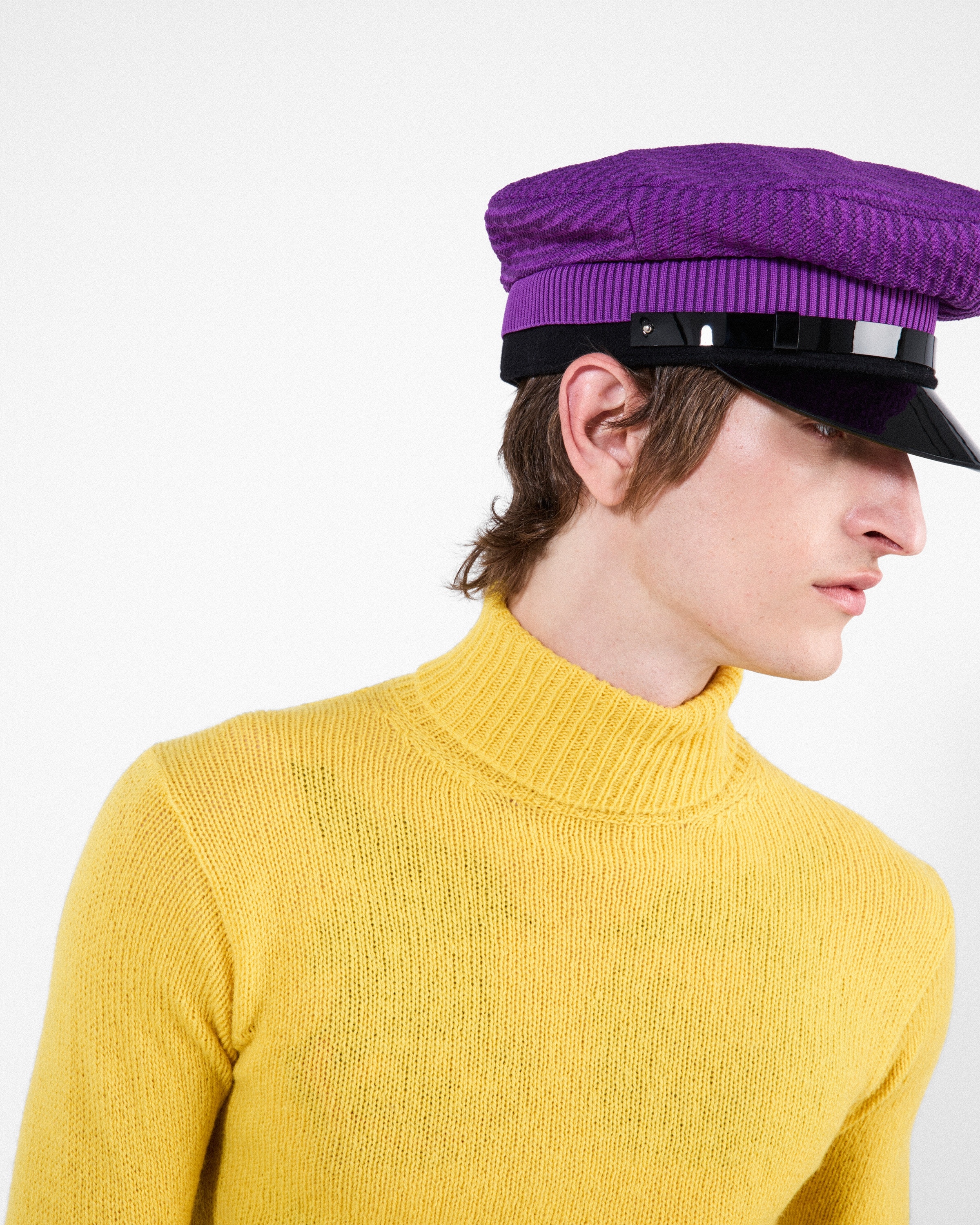 Knit and patent leather cap - 5
