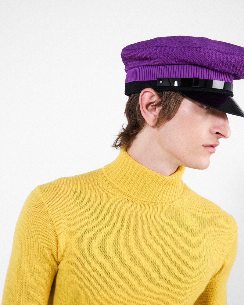 Knit and patent leather cap 5