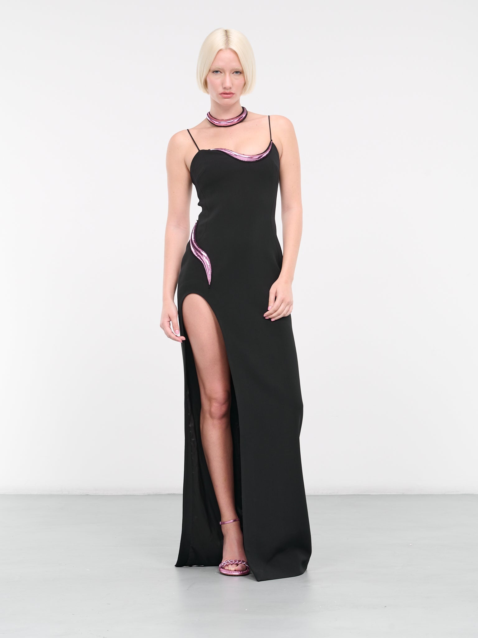 Metallic Tube Open-Leg Gown - 6