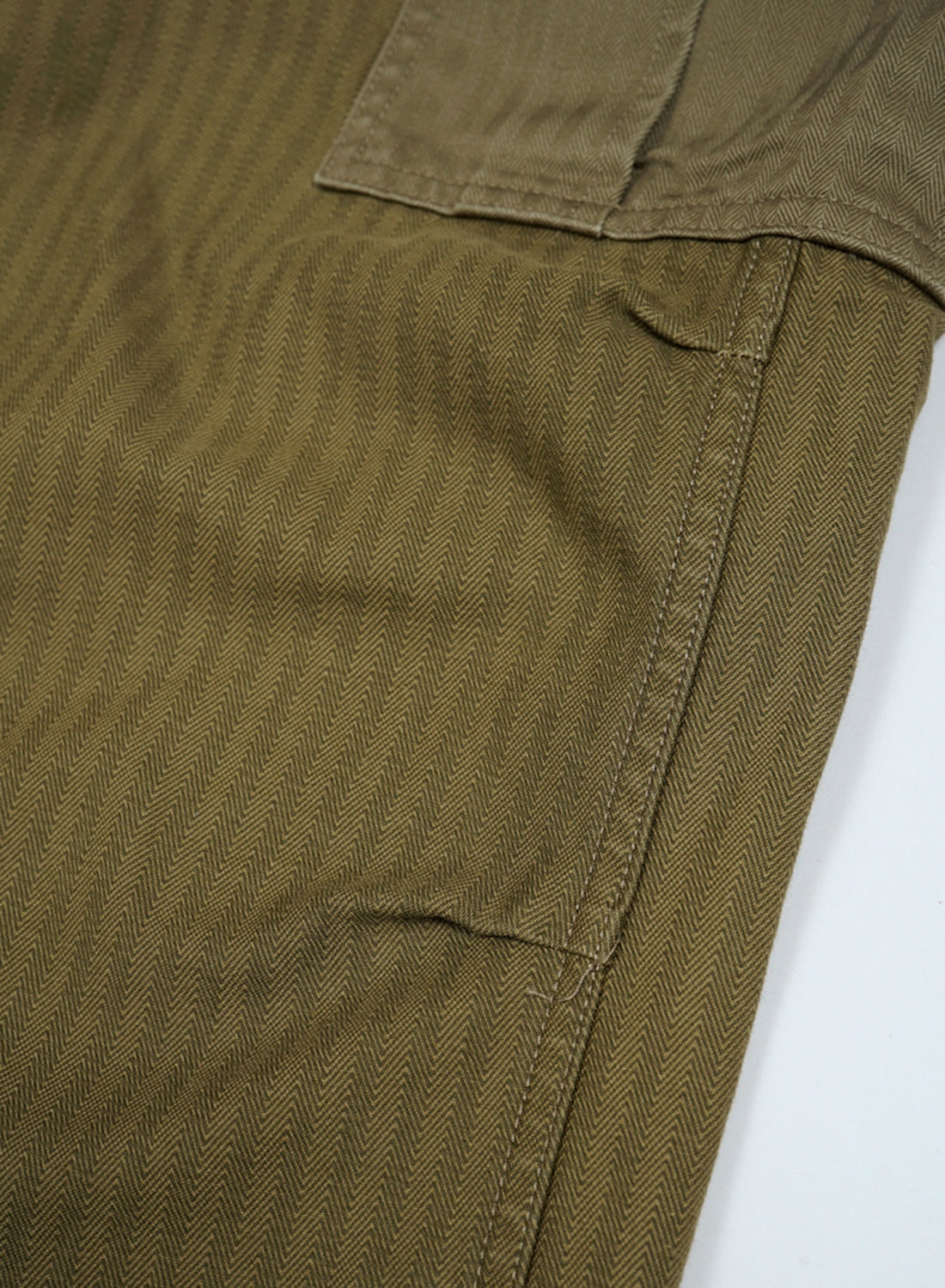 Army Cargo Pant Nano Pigment Herringbone Twill in Green - 8