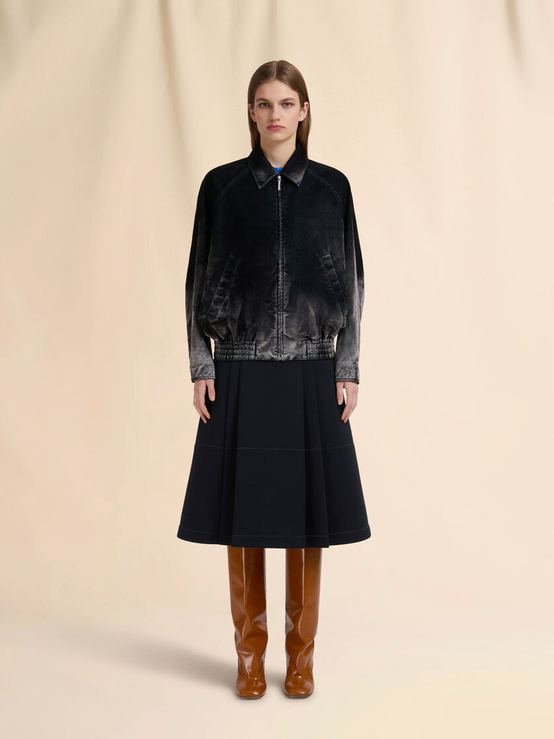 Marni BLACK FLOCKED DENIM BOMBER JACKET outlook