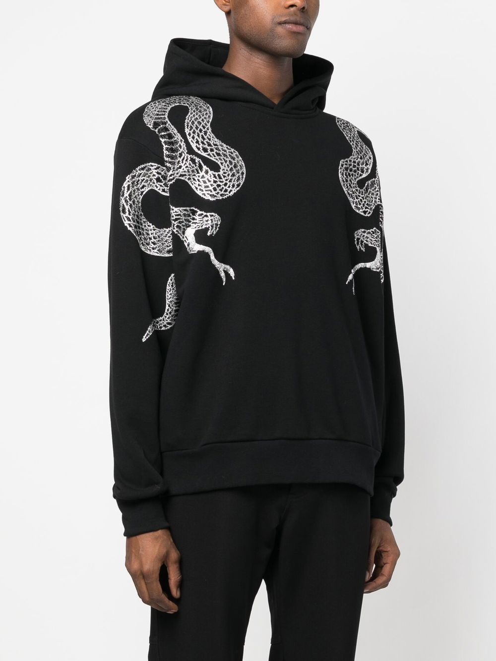 embellished snake-print detail hoodie - 3