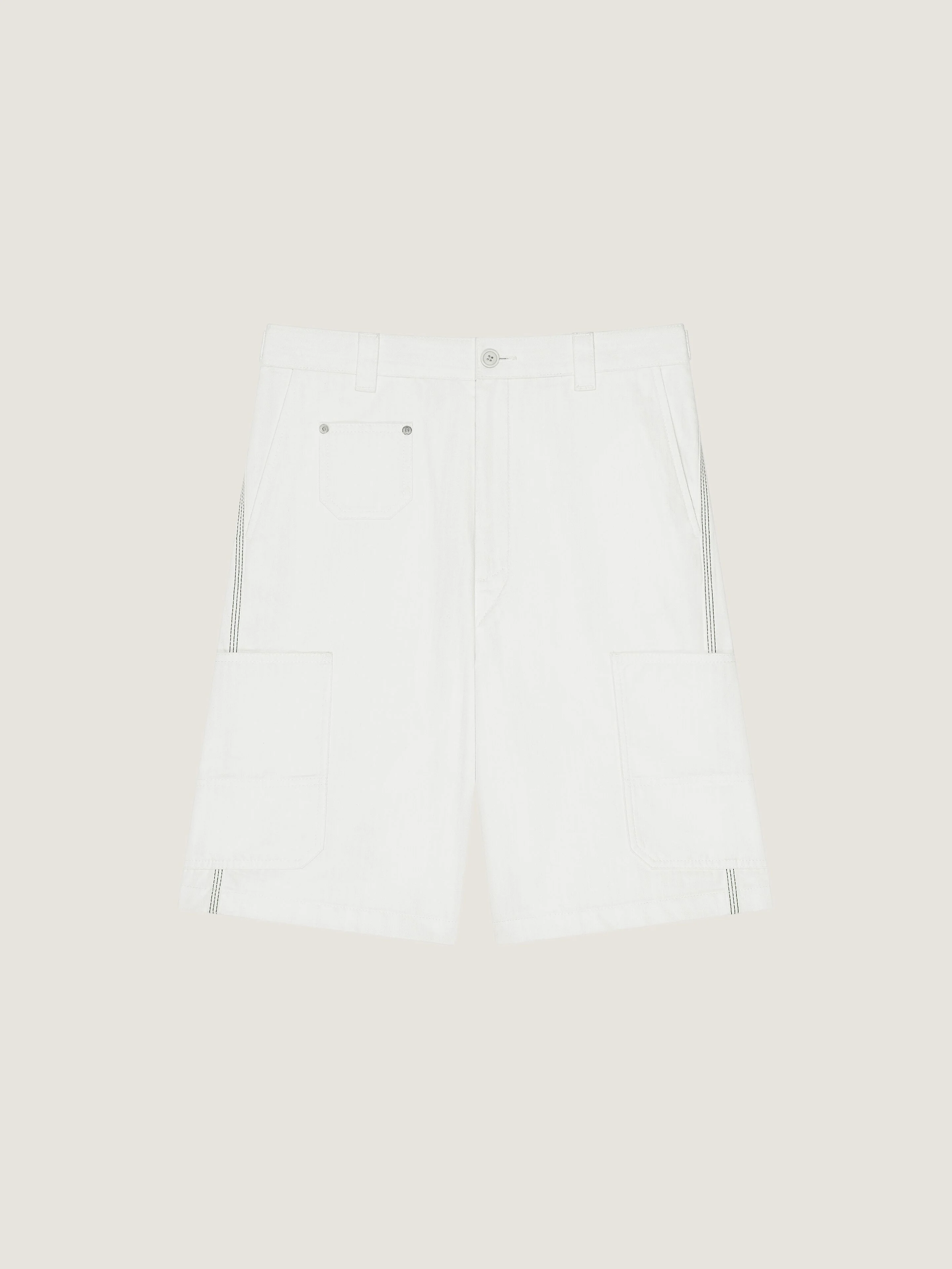 CARGO BERMUDA SHORTS IN HERRINGBONE DENIM - 1