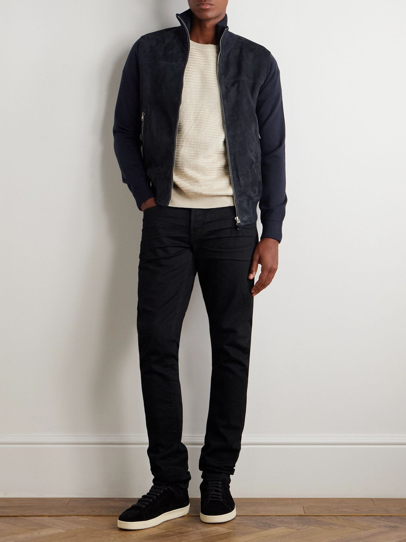 TOM FORD Slim-Fit Suede and Merino Wool and Cashmere-Blend Jacket Navy outlook