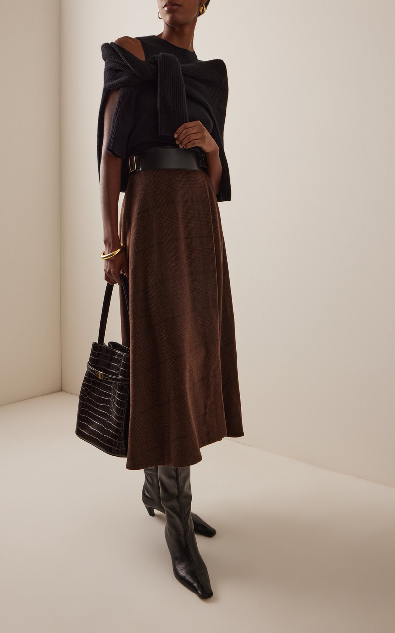 ADAM LIPPES Caspian Cashmere Skirt brown outlook