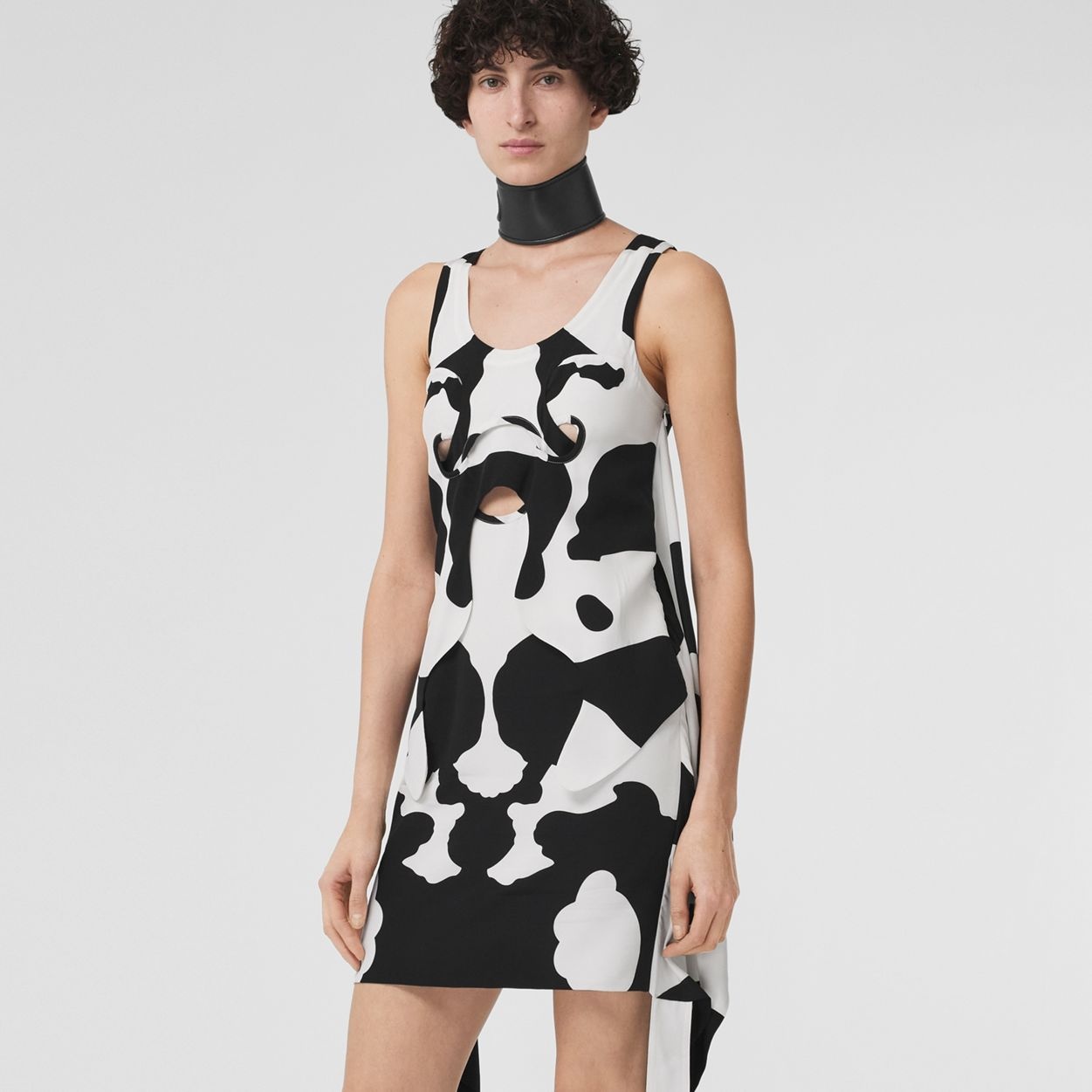 Cow Print Silk Crepe de Chine Dress - 7