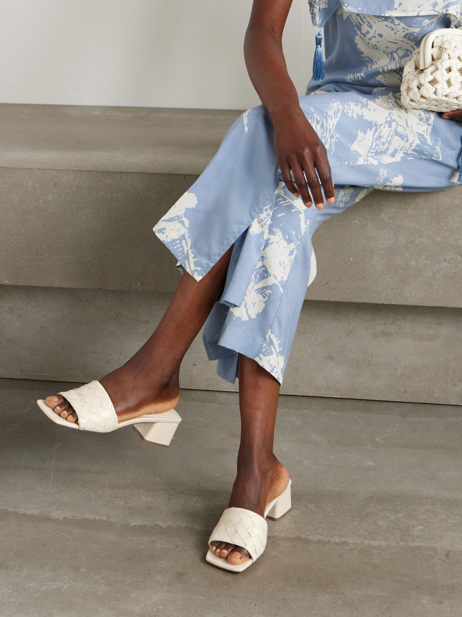 Riva intrecciato leather mules Off-white - 2