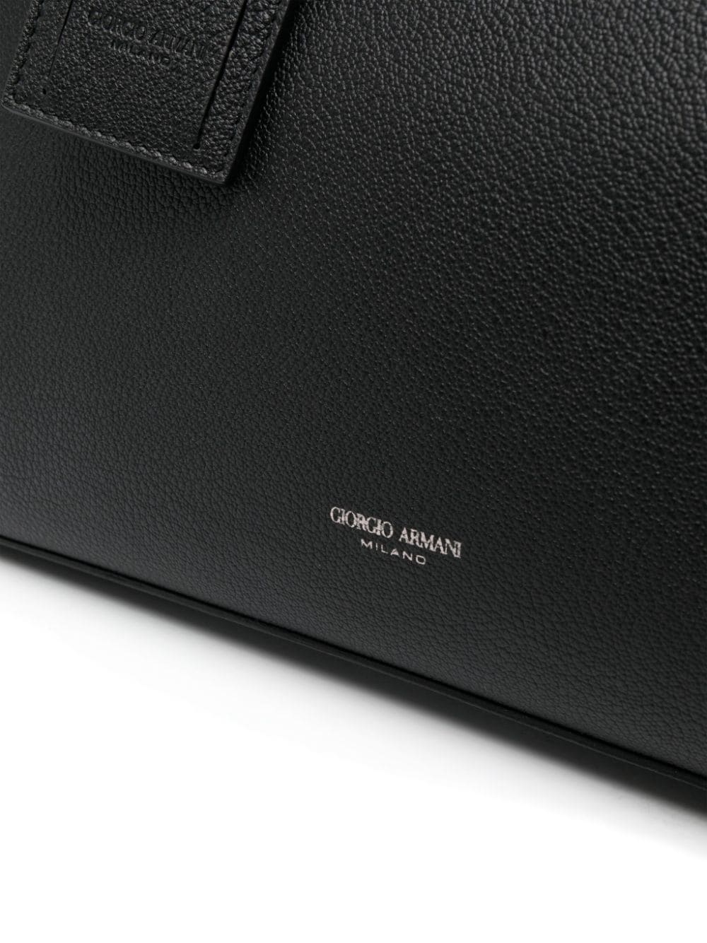 logo-stamp leather laptop bag - 3