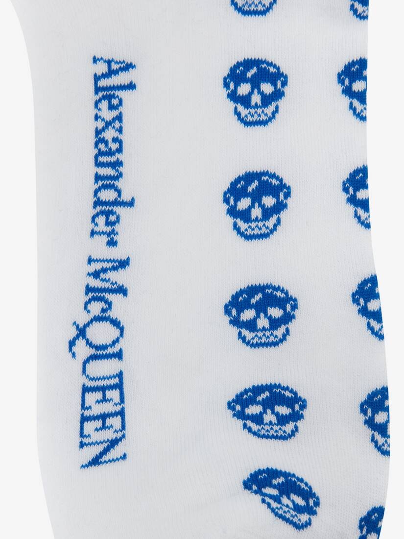 Men's Short Skull Socks in Off White/blue - 2