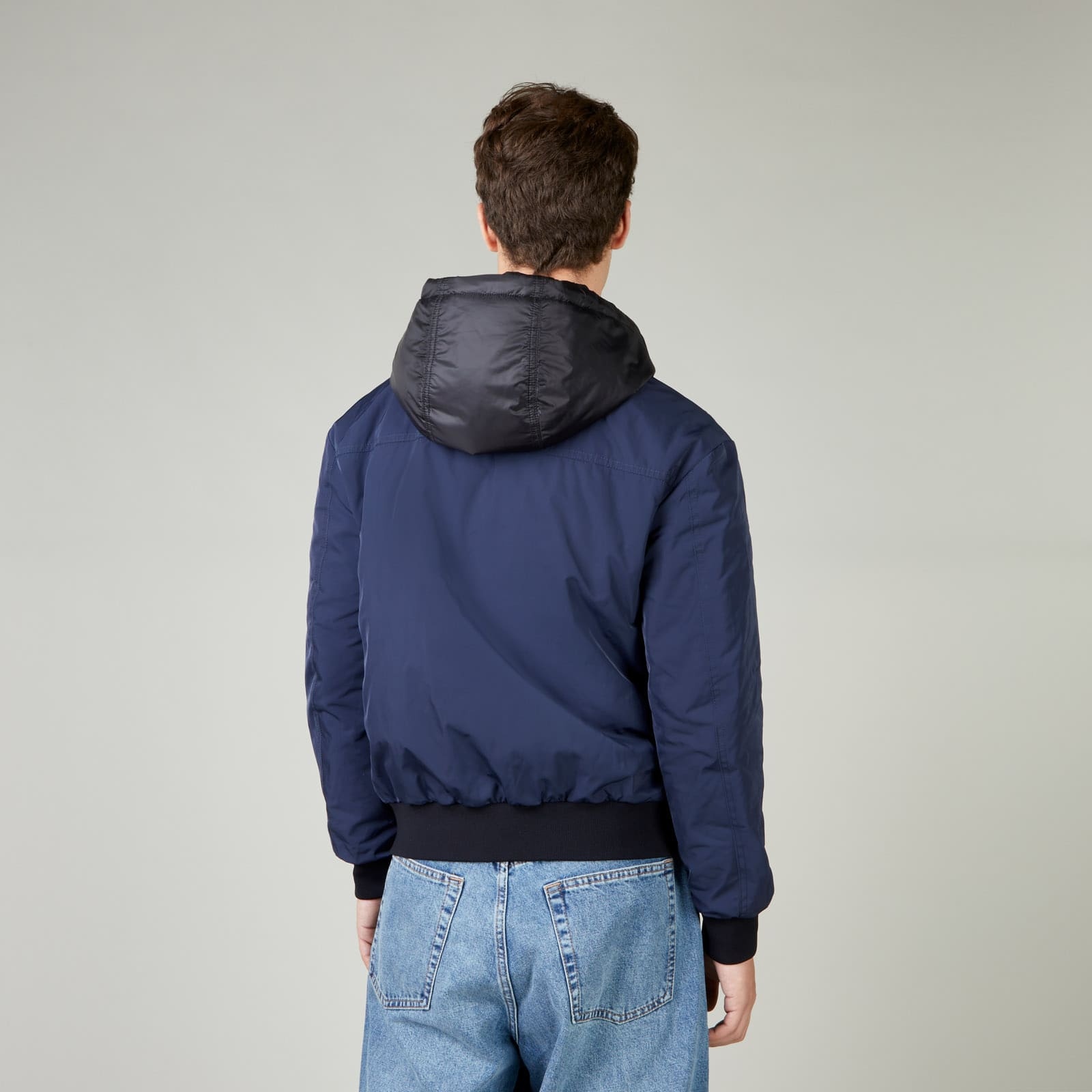 Bomber Jacket with Hood Blue Black - 5
