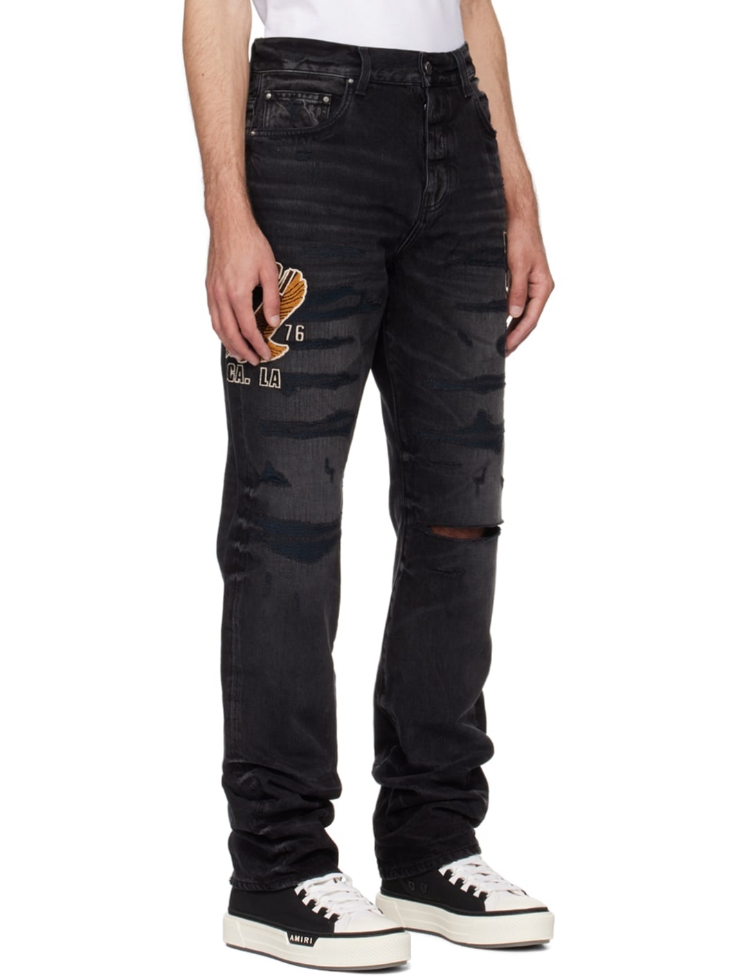 Black Varsity Straight Jeans - 2