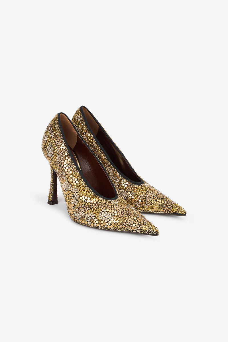Gold Pointed-Toe Pumps 2