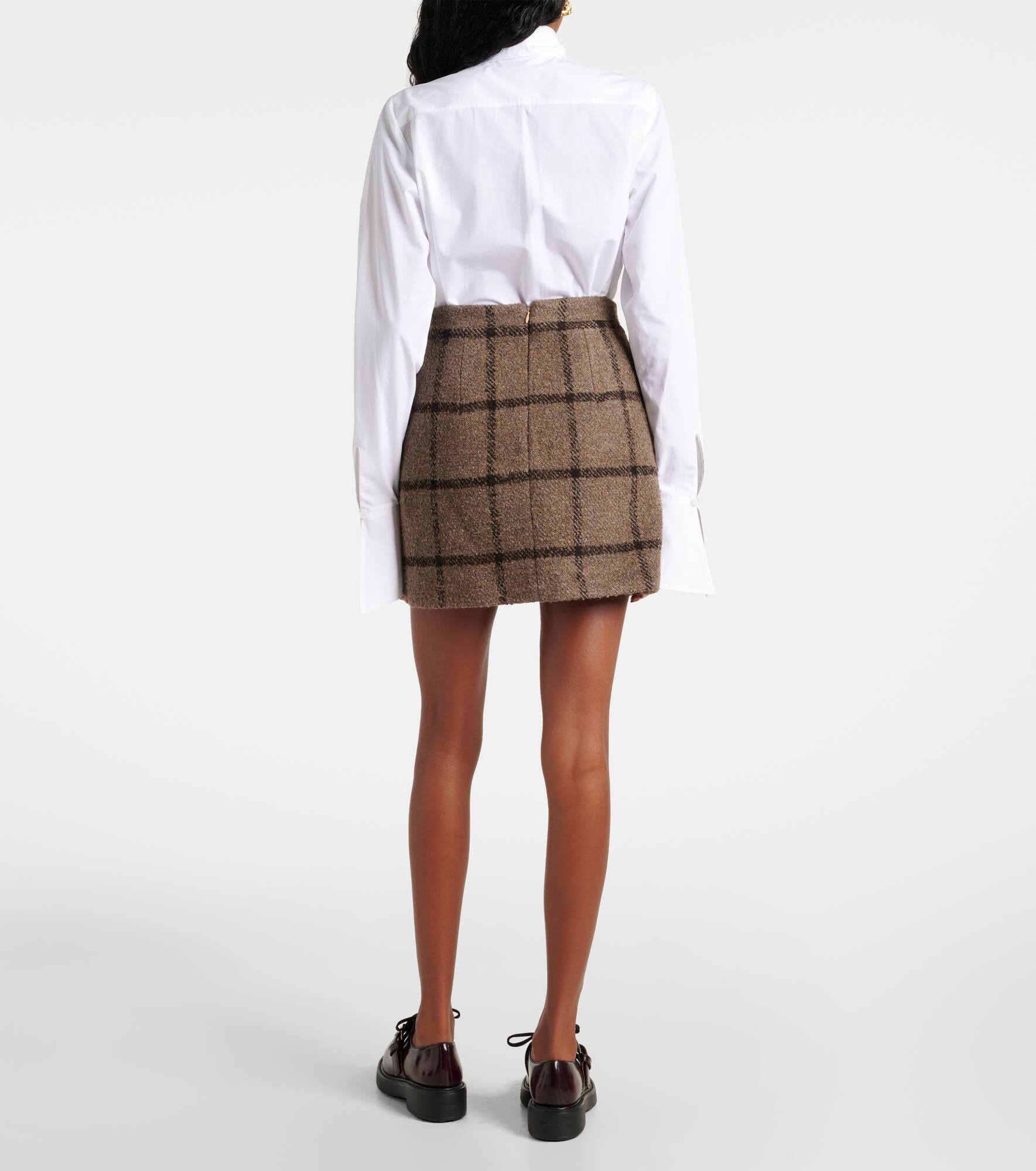 Checked wool-blend tweed miniskirt - 3