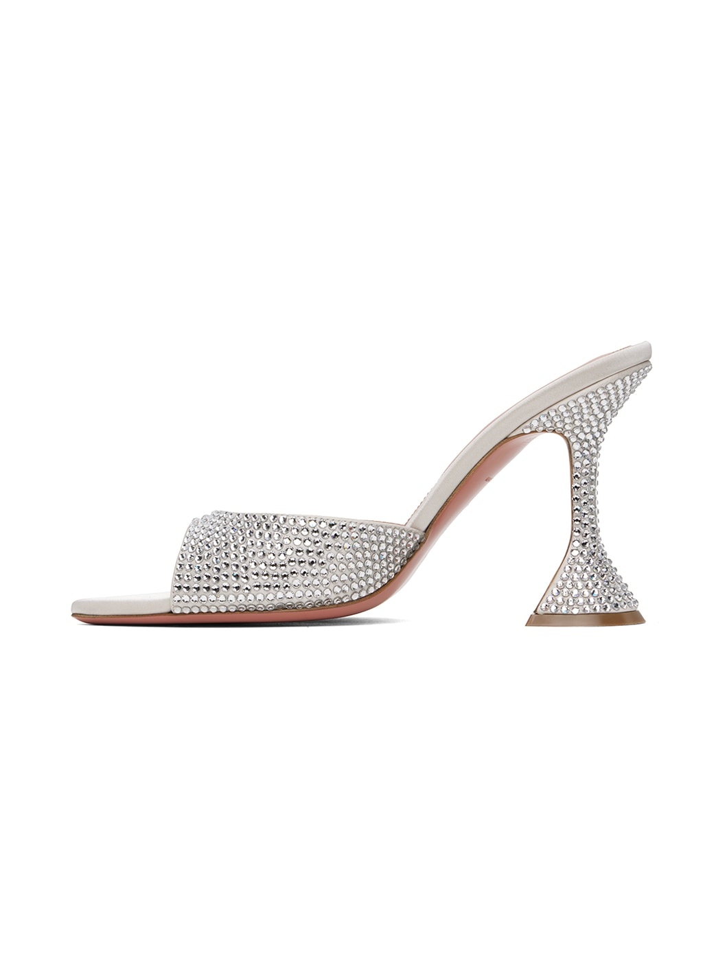 Silver Caroline Crystal Slipper Heeled Sandals - 3