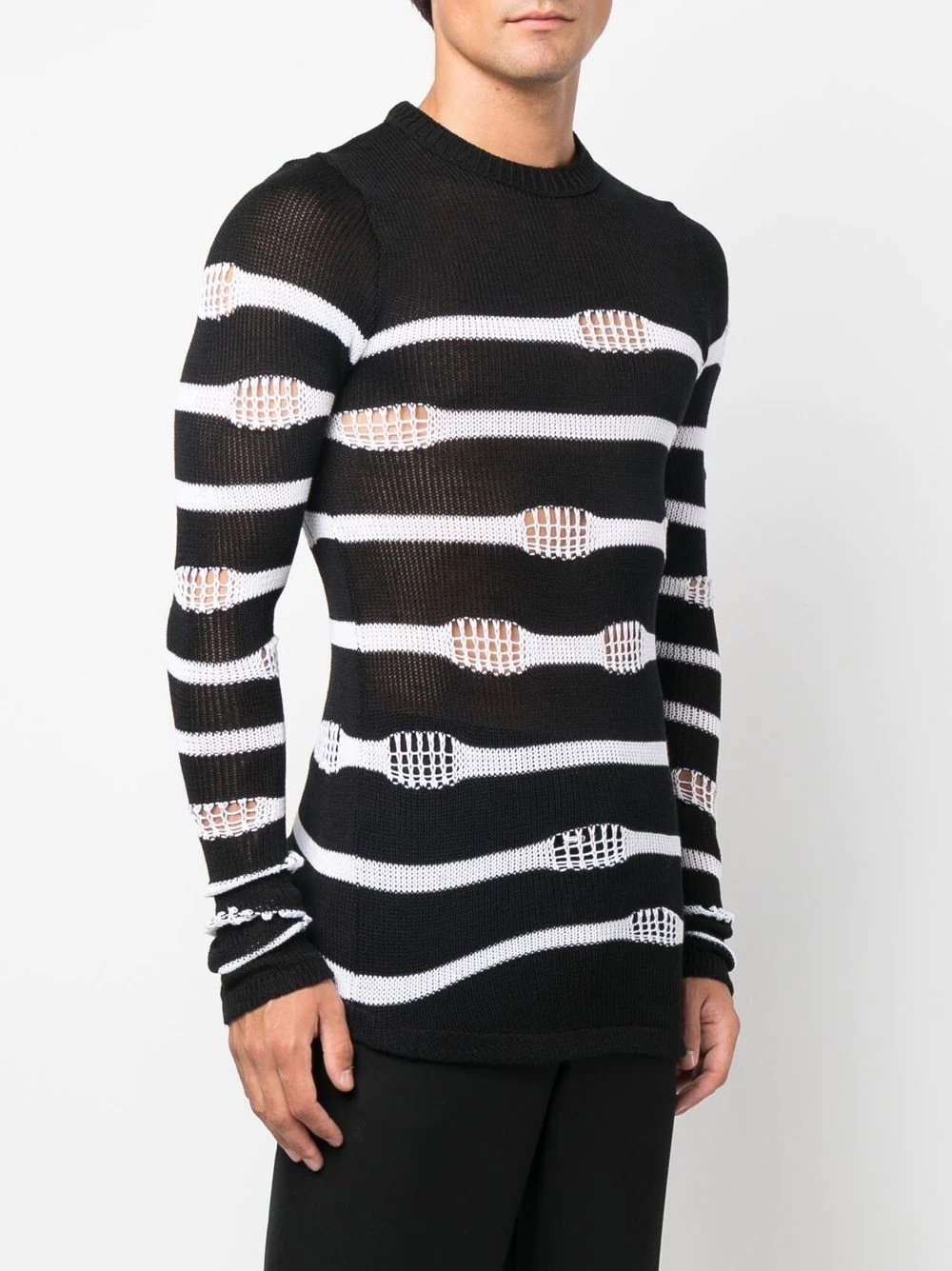 distressed striped sweater - 3