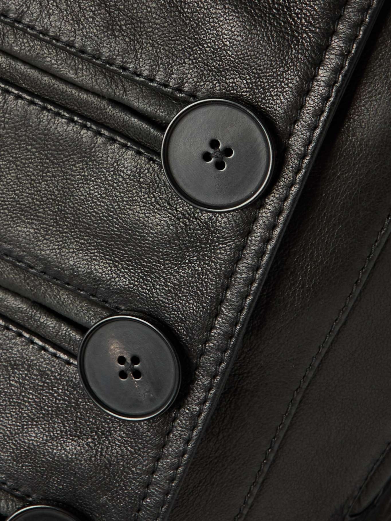 Paneled leather and ribbed cotton-blend jacket Black - 5