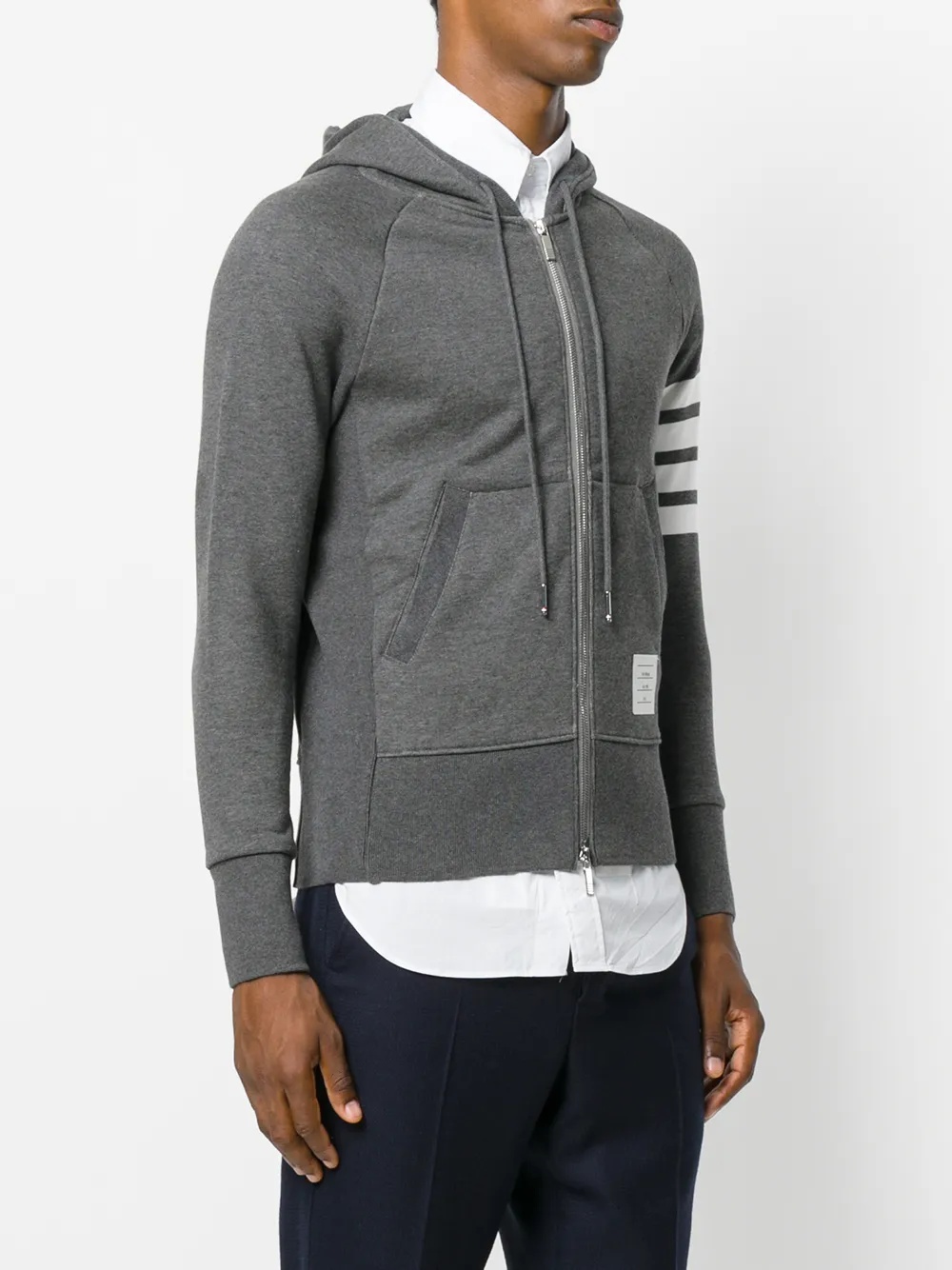 THOM BROWNE - Men Classic Full Zip Hoodie In Classic Loopback W/ Engineered 4 Bar - 2