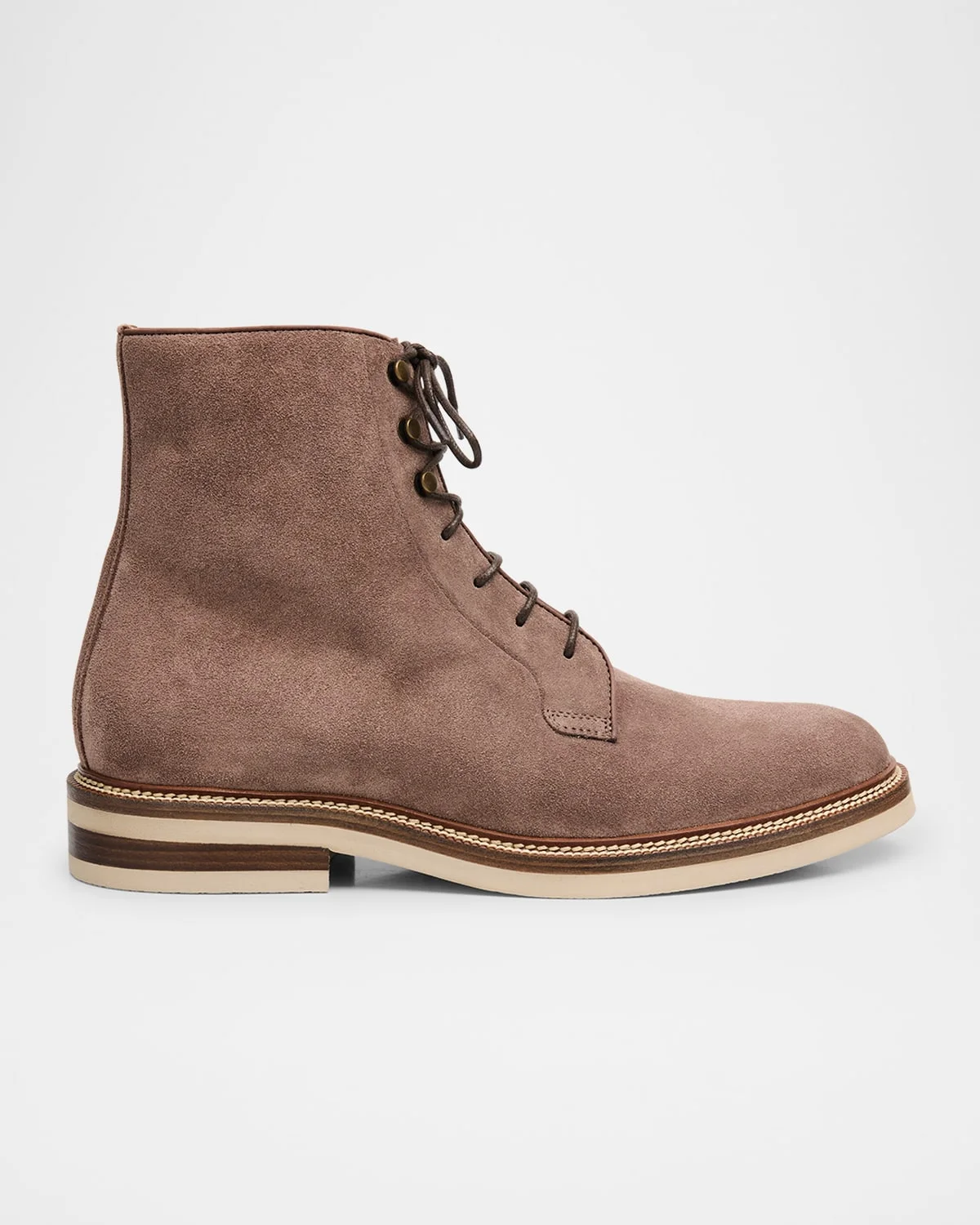 Men's Suede Two-Tone Sole Lace-Up Boots - 1