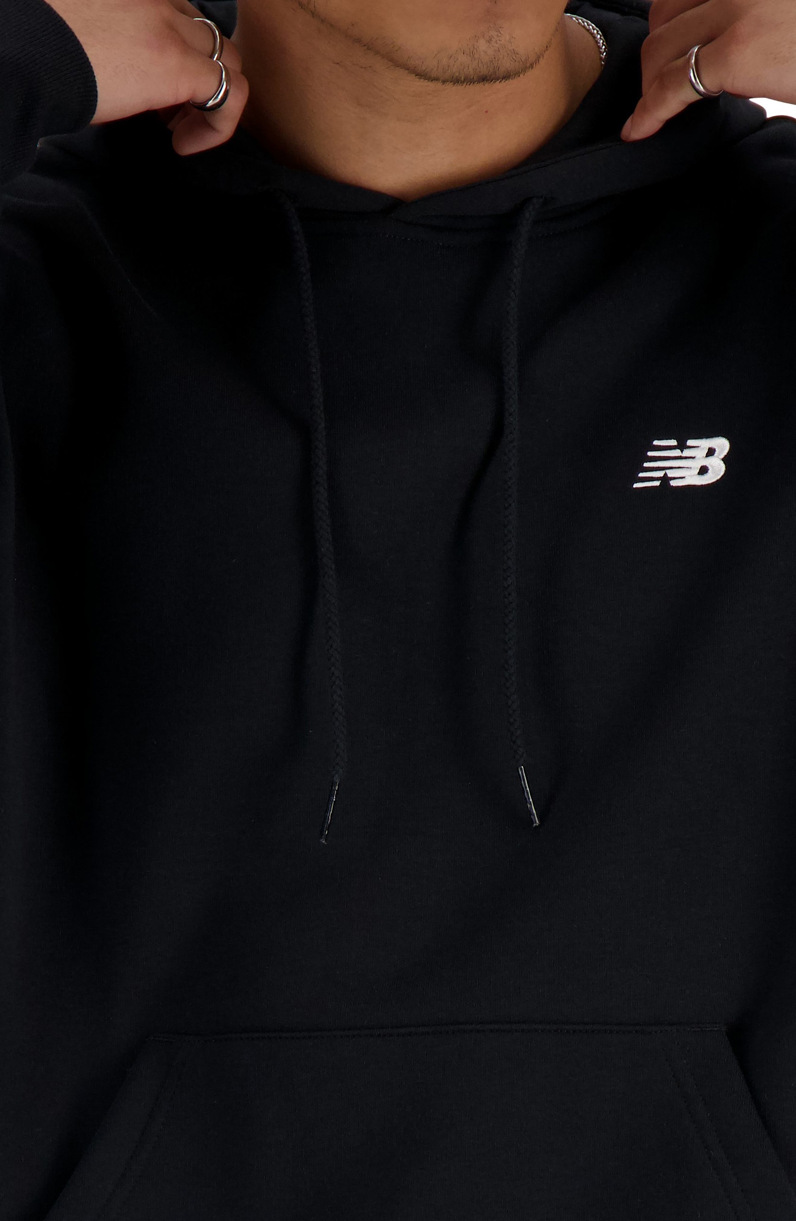 New Balance Sport Essentials Relaxed Fit Fleece Pullover Hoodie in Black at Nordstrom - 4