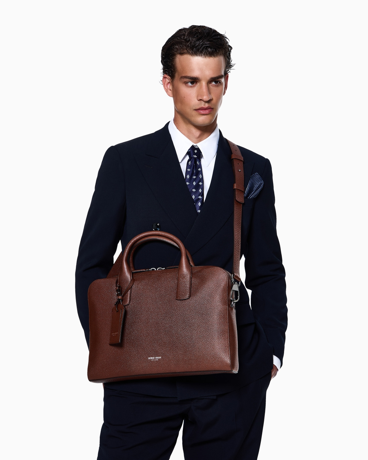 PEBBLED LEATHER BRIEFCASE - 7