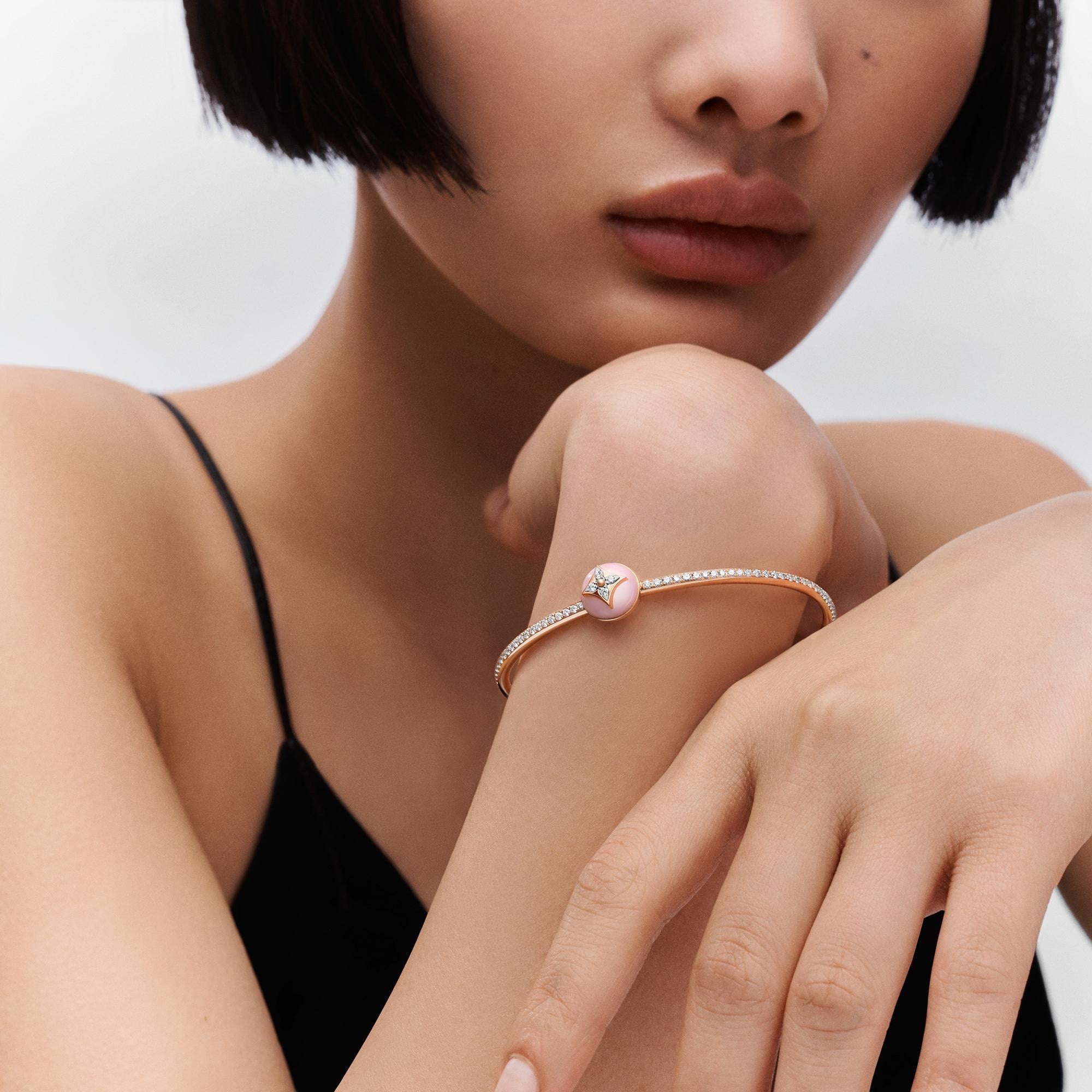 B Blossom Open Bangle, Pink Gold, White Gold, Pink Opal And Diamonds - 2