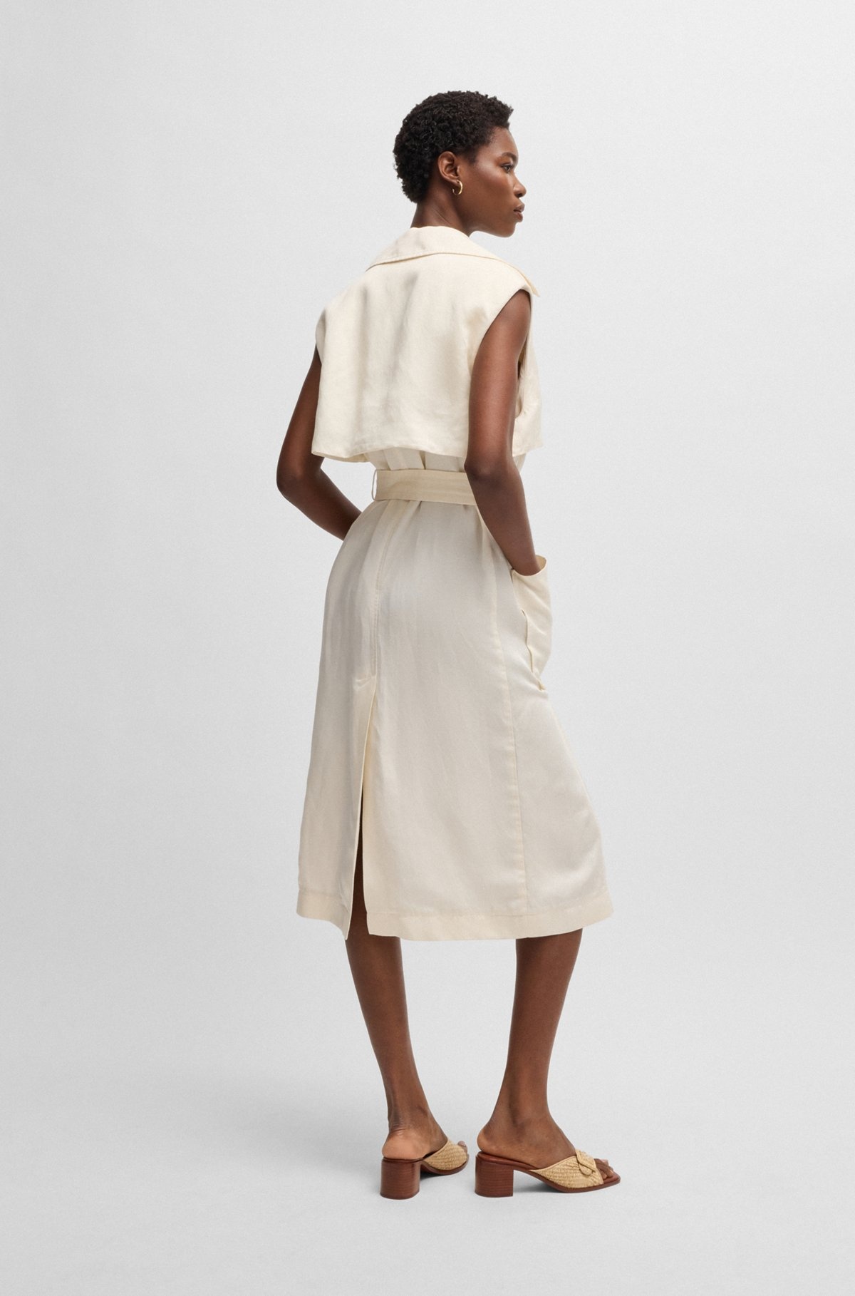 SLEEVELESS TRENCH DRESS WITH DOUBLE-BREASTED CLOSURE - 4
