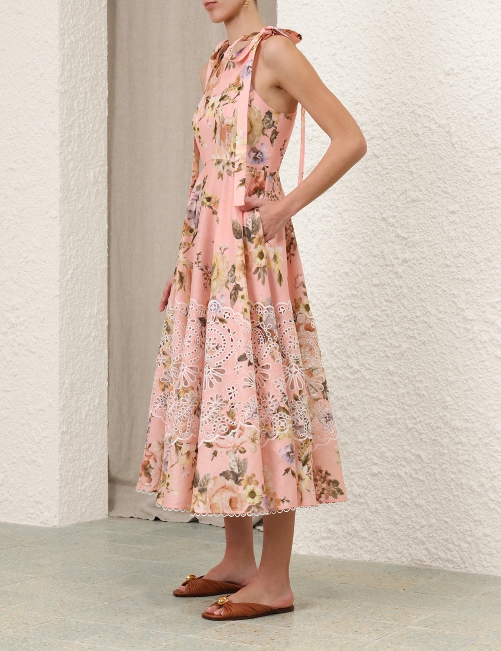 【Zimmermann】Acacia broderie anglaise linen midi dress Zimmermann ACACIA BRODERIE MIDI DRESS | REVERSIBLE