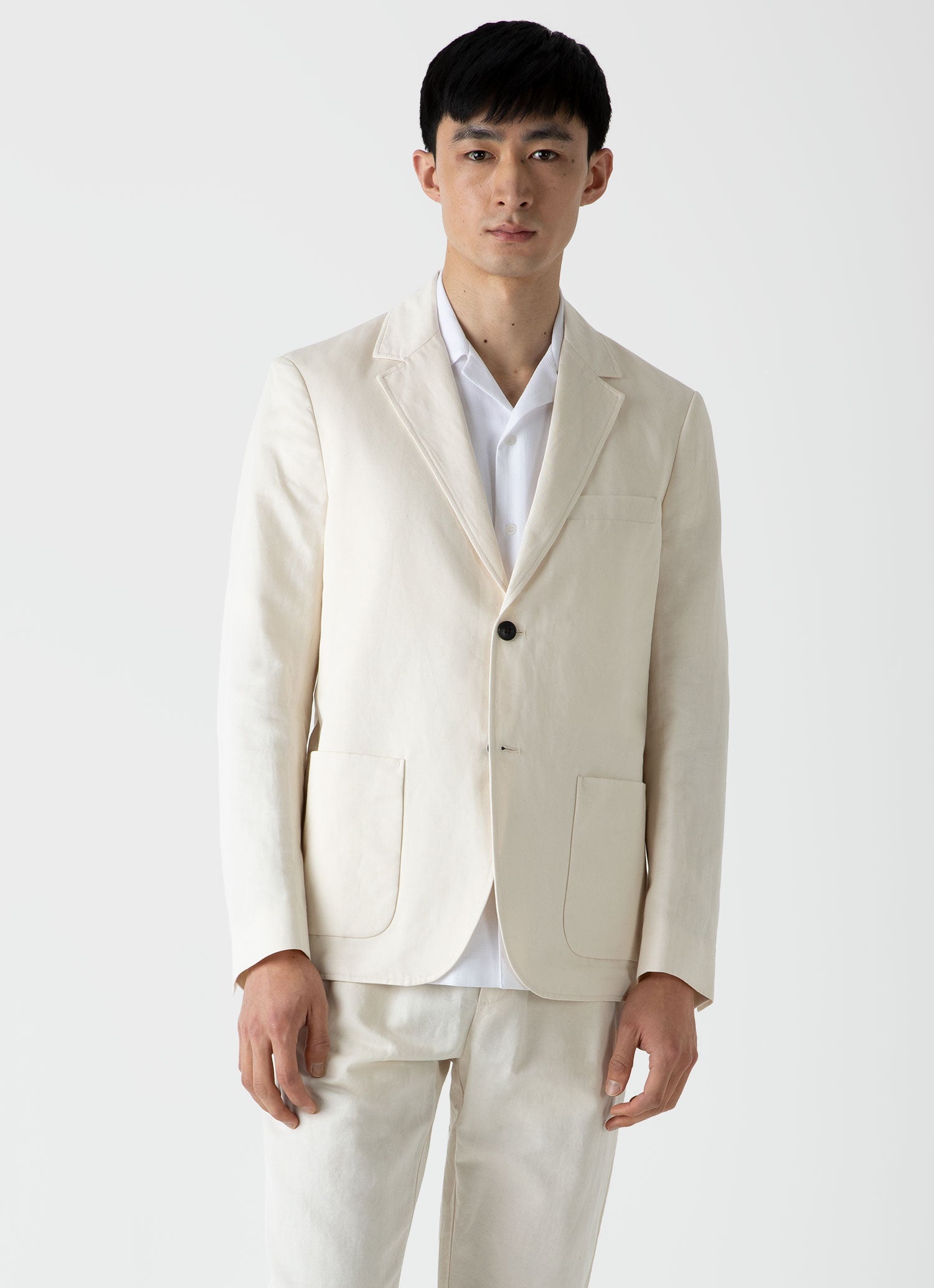 Undyed Cotton Linen Unstructured Blazer - 2