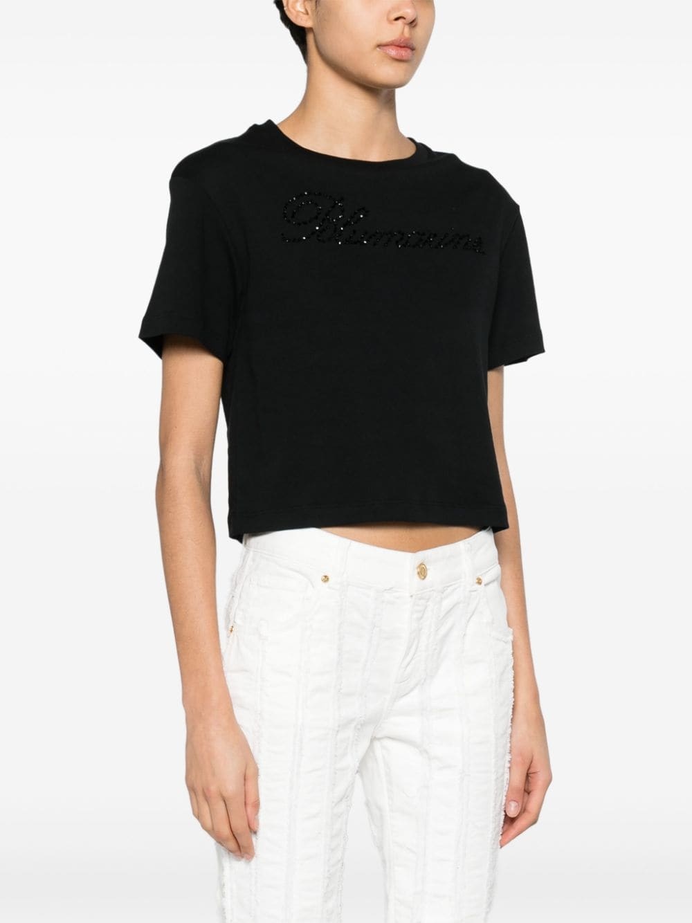 rhinestone-embellished cotton T-shirt - 3