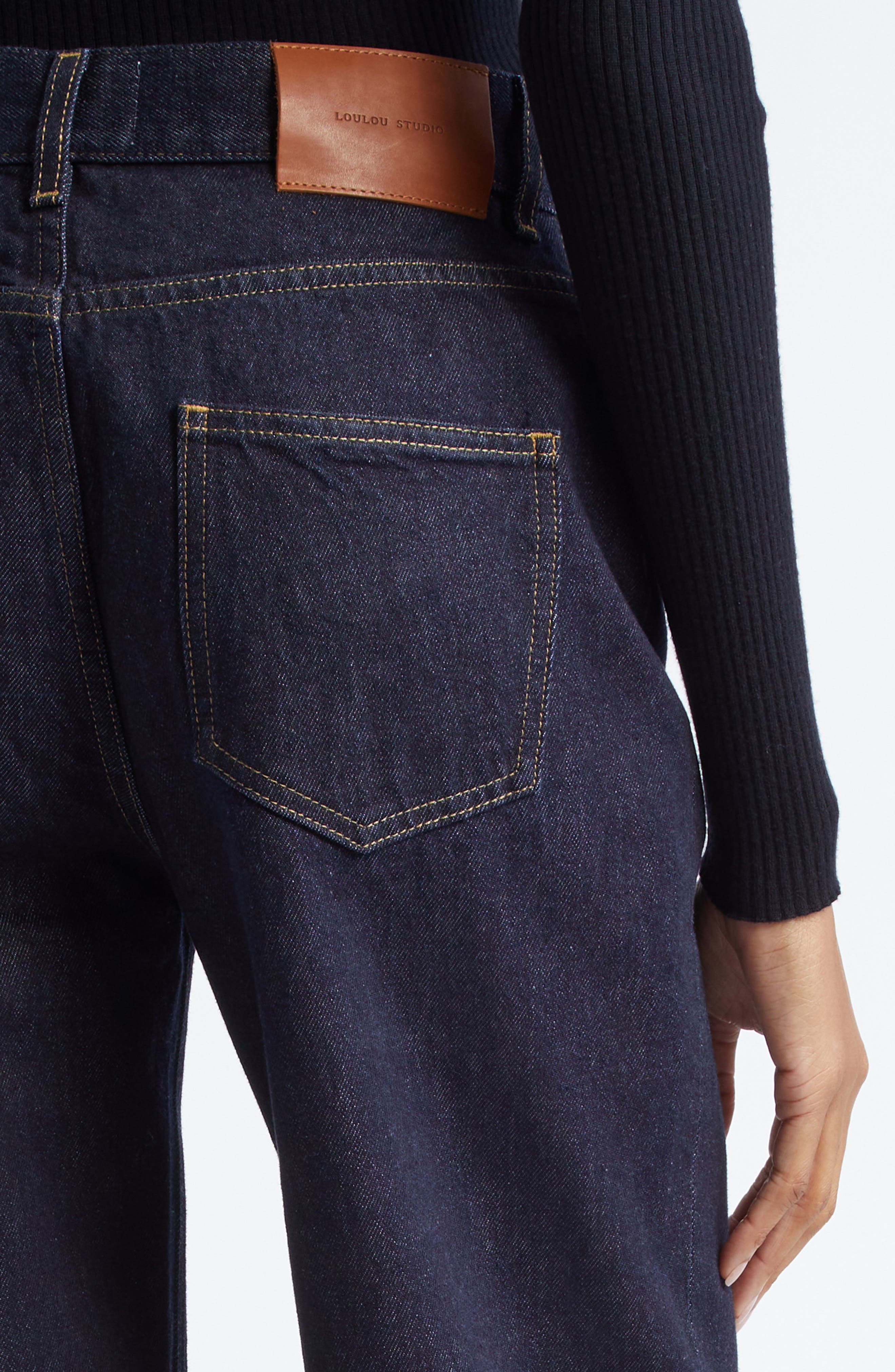 LOULOU DE SAISON Samur High Waist Tapered Leg Jeans in Raw Wash at Nordstrom - 5