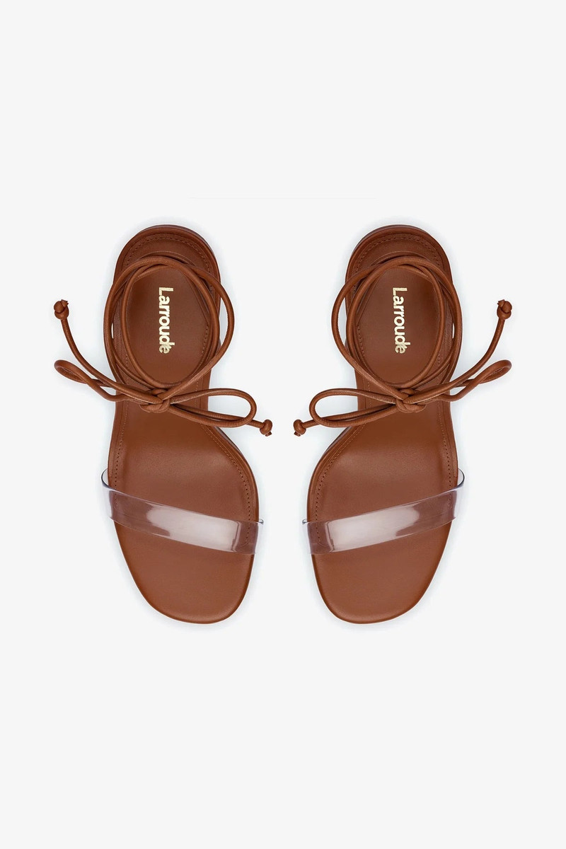 Gloria Sandal In Caramel Leather and Vinyl 3
