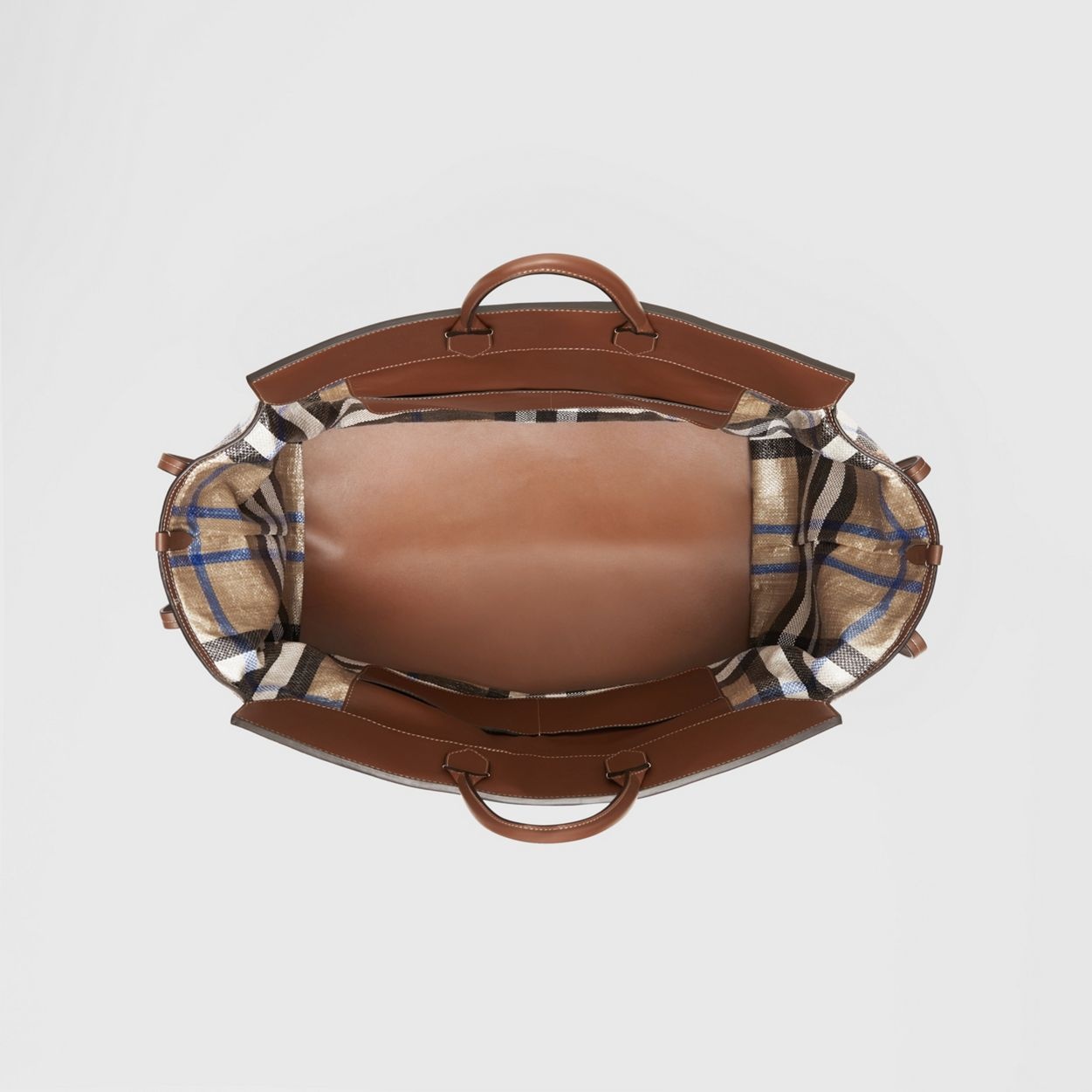 Woven Check and Leather Society Holdall - 5