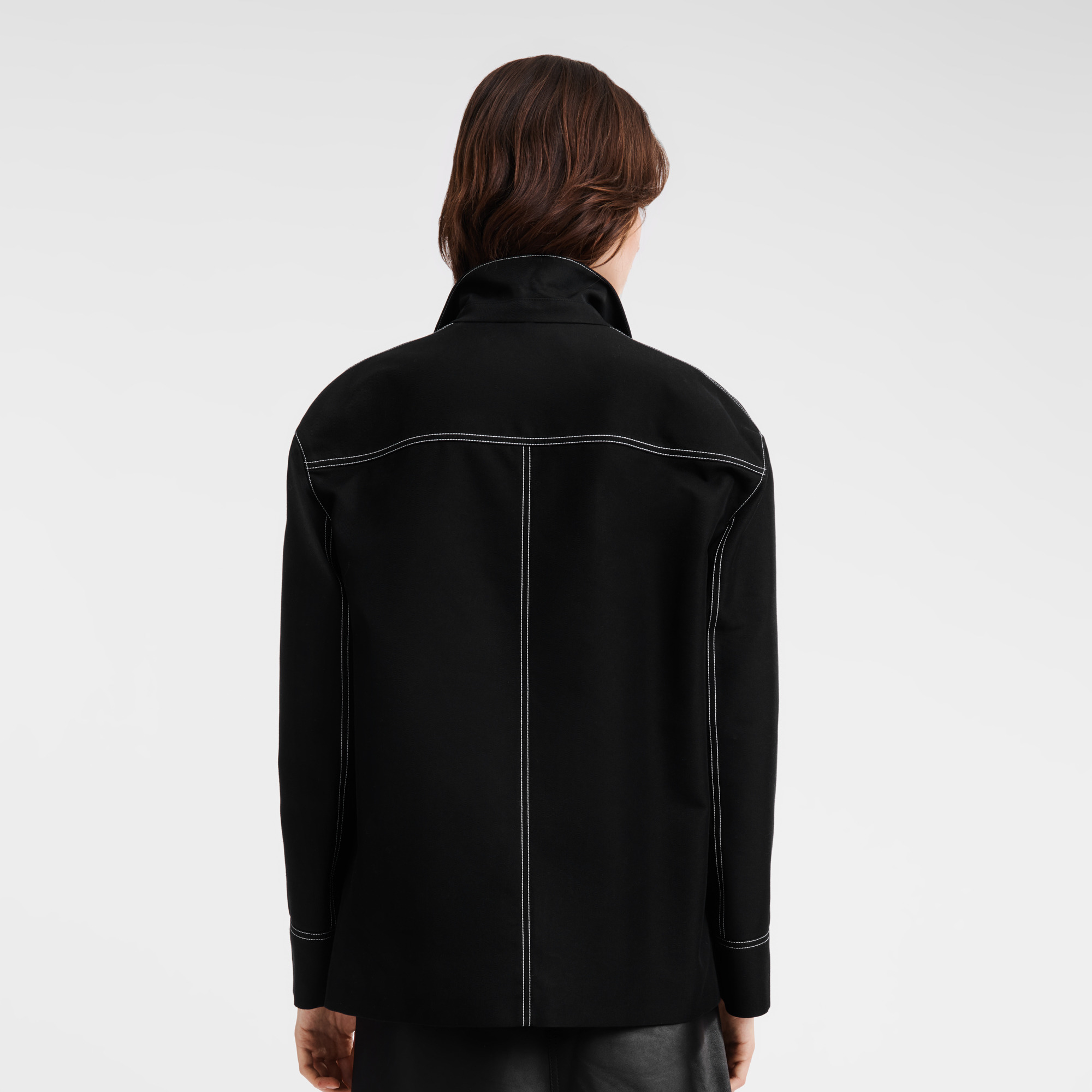 Topstitching straight jacket Black - Gabardine - 3