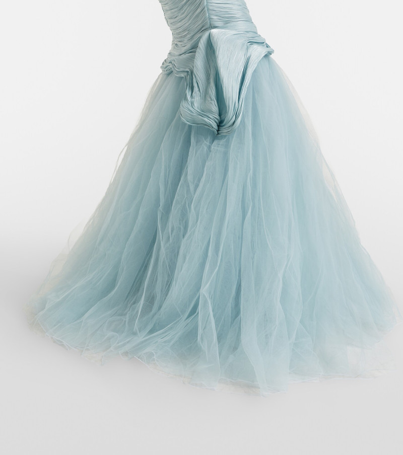 Pleated off-shoulder bustier gown 4