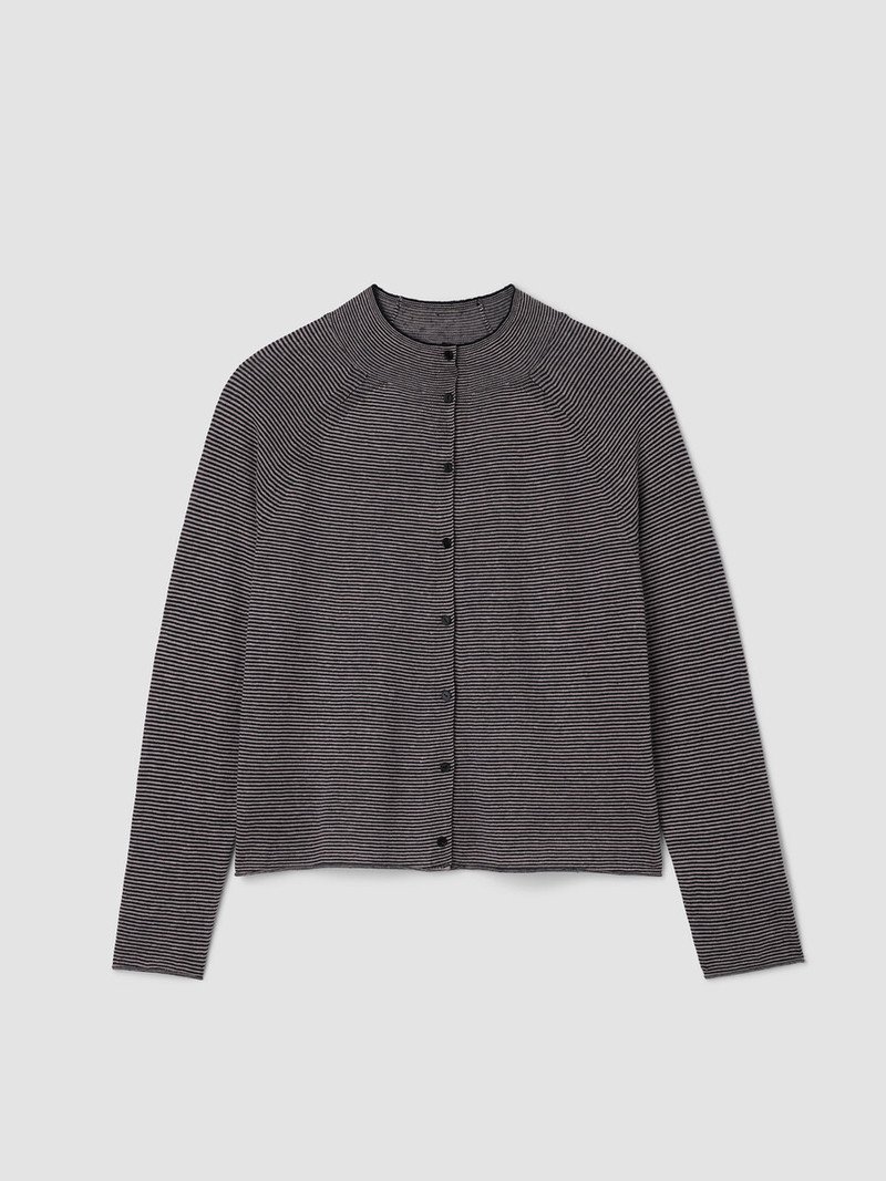Organic Linen Cotton High Collar Cardigan 1