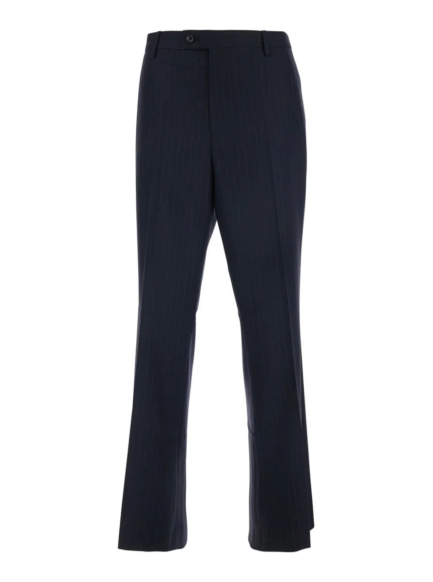 Tonywack Blue Pants With Flared Leg And Pinstripe Motif In Wool Blend Man - 1
