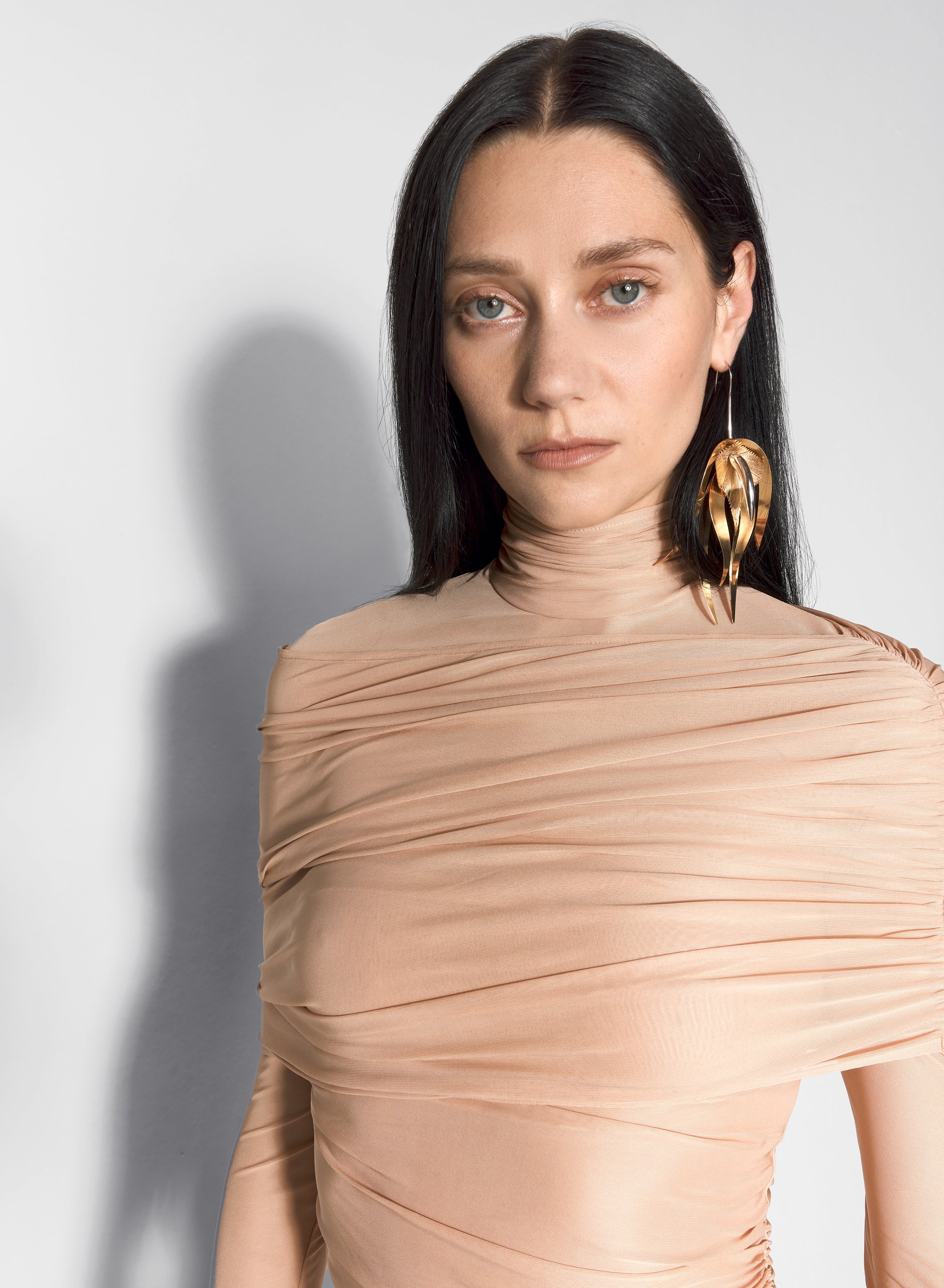 nude sheer ruched dress - 3
