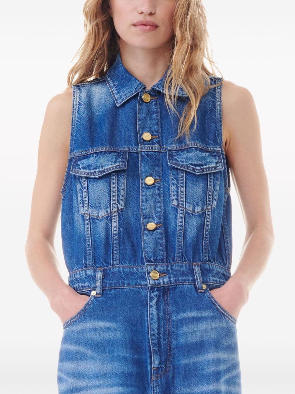 sleeveless denim dress - 5