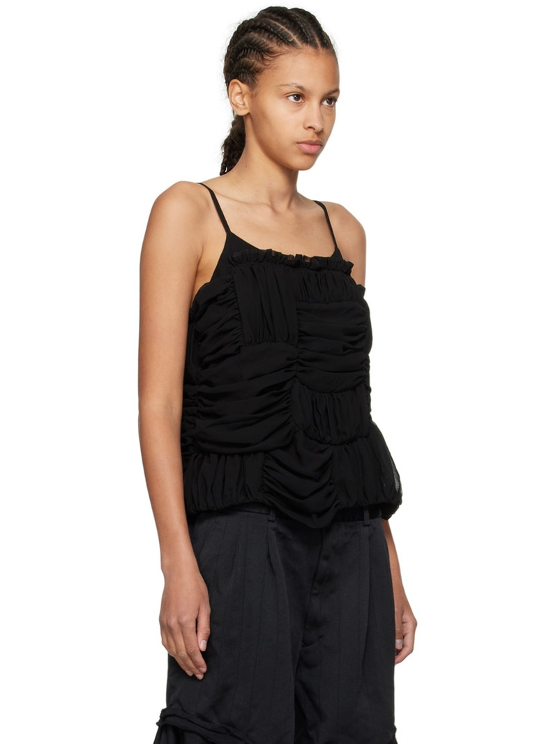 Black Gathered Tank Top 2