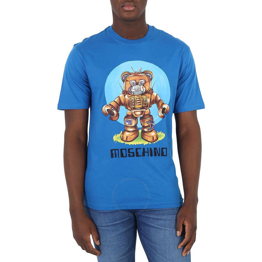 Moschino Blue Cotton Robot Bear T-Shirt - 1