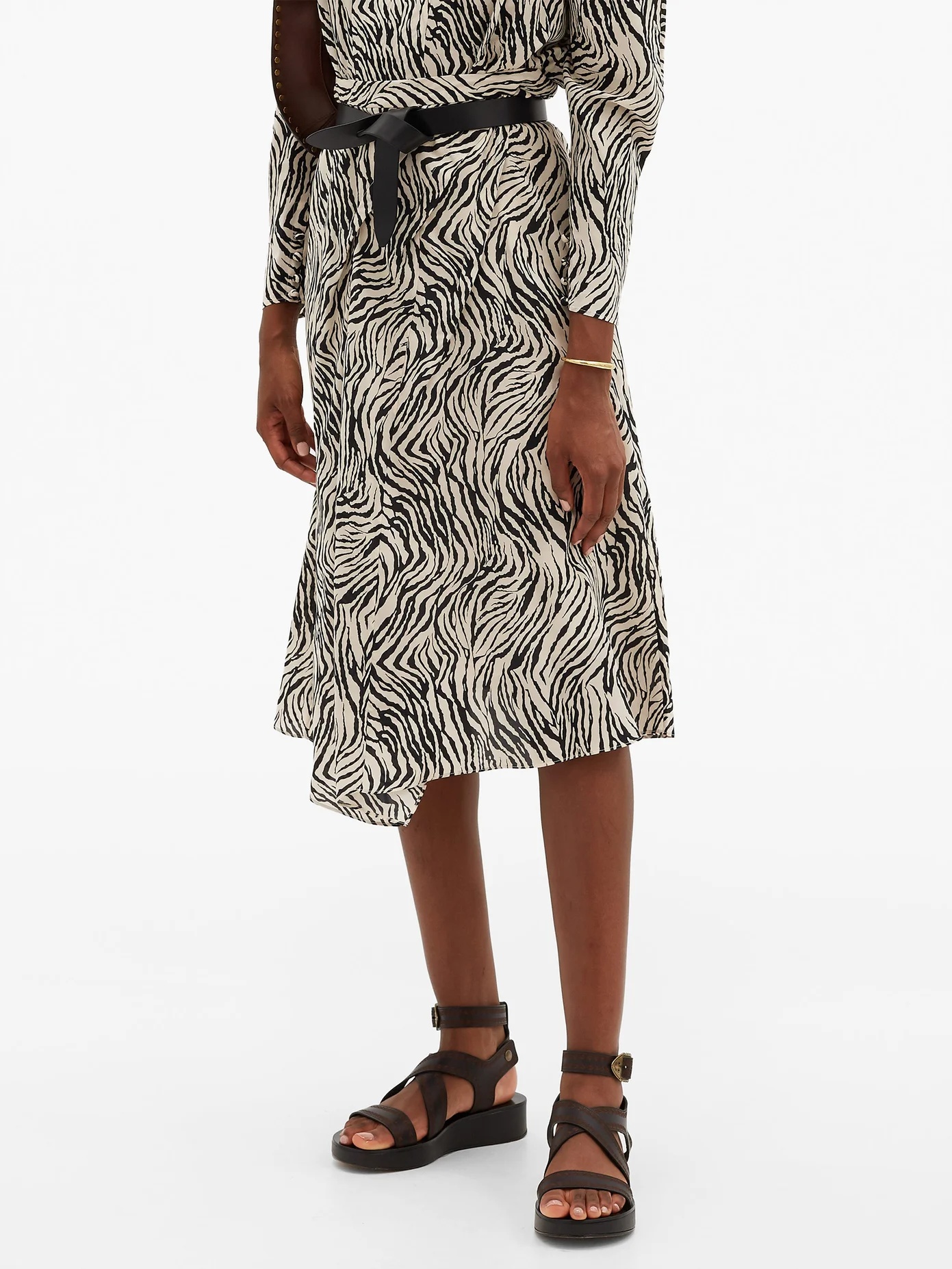 Cacia zebra-print silk-blend midi skirt - 6