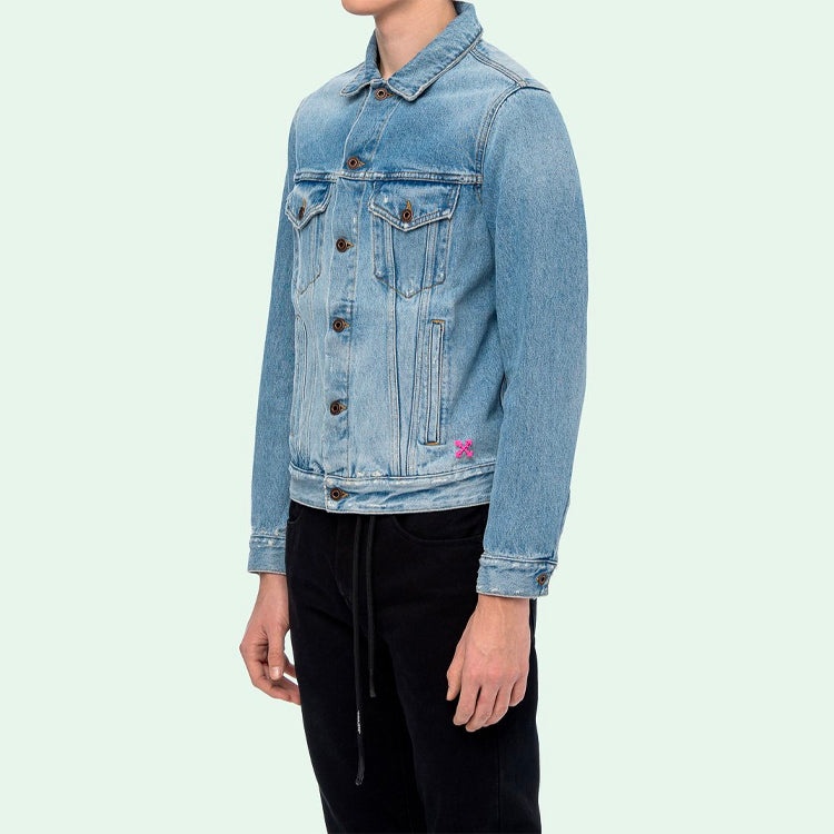 Off-White Spray Paint Graffiti Jacket Men Blue OMYE005E193860457128 - 6