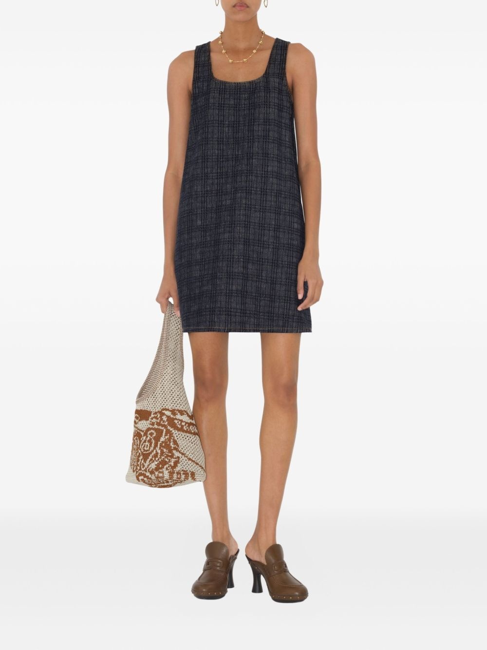 checked denim dress - 2