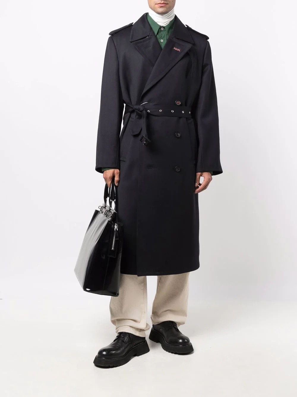 double-breasted wool trench coat - 2