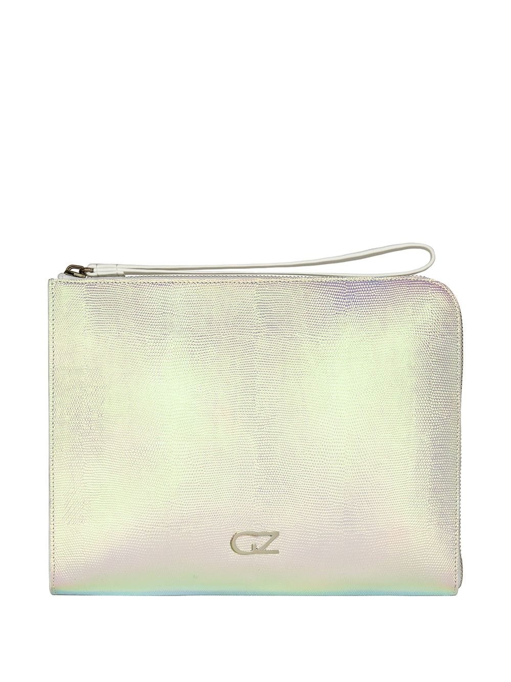 metallic-print zipped clutch bag - 1